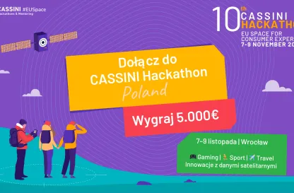 Aktualności | Uniwersytet Dolnośląski DSW we Wrocławiu: grafika promująca - 10th CASSINI Hackathon – 7–9 listopada 2025 r.