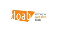Biblioteka | Uniwersytet Dolnośląski DSW we Wrocławiu: Na grafice znajduje się logo DOAB (Directory of Open Access Books). Po lewej stronie widnieje skrót „doab” zapisany białą czcionką na pomarańczowym, nieregularnym kształcie przypominającym rozwiniętą kartkę. Po prawej stronie znajduje się pełna nazwa: „directory of open access books”, z czego słowa „open access” wyróżniono pomarańczowym kolorem. Logo jest proste i nowoczesne, symbolizujące otwarty dostęp do książek naukowych.