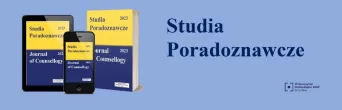 Biblioteka | Uniwersytet Dolnośląski DSW we Wrocławiu: Na grafice znajduje się ilustracja przedstawiająca okładki czasopisma „Studia Poradoznawcze / Journal of Counsellogy” w wersji papierowej oraz na ekranach tabletu i smartfona. Tło jest jasnoniebieskie. Po prawej stronie widnieje nazwa czasopisma „Studia Poradoznawcze” oraz logo Uniwersytetu Dolnośląskiego DSW Wrocław.