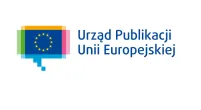 Biblioteka | Uniwersytet Dolnośląski DSW we Wrocławiu: Na grafice znajduje się logo Urzędu Publikacji Unii Europejskiej. Po lewej stronie widnieje symbol z flagą Unii Europejskiej – żółte gwiazdy na niebieskim tle – umieszczoną w graficznym dymku w formie pikselowej, z dodatkowymi kolorowymi prostokątami w zielonym, żółtym, różowym i niebieskim kolorze. Po prawej stronie znajduje się napis „Urząd Publikacji Unii Europejskiej” w ciemnoniebieskiej czcionce. Całość jest nowoczesna i dynamiczna, odwołując się do komunikacji i dostępności publikacji UE.