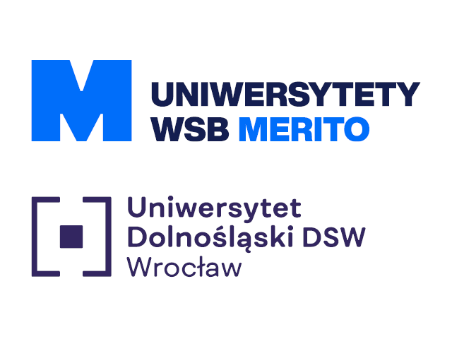 Zarządzanie zasobami ludzkimi | Studia podyplomowe we Wrocławiu | Uniwersytet Dolnośląski DSW we Wrocławiu: logo Uniwersytety WSB MERITO oraz Uniwersytetu Dolnośląskiego DSW