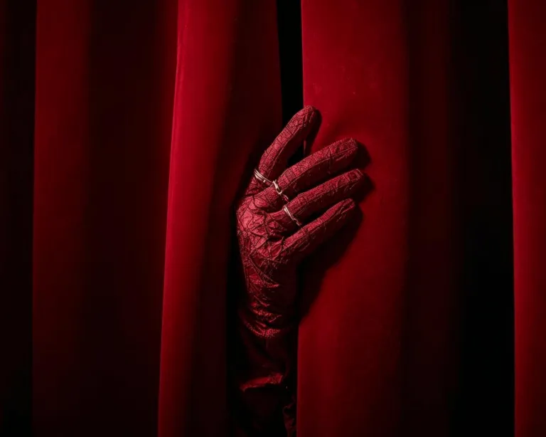 Spektakl - Bal w Operze | 30.01.2026 | Aktualności | Uniwersytet Dolnośląski DSW we Wrocławiu: ręka w bordowej rękawiczce wystająca poza kurtnę