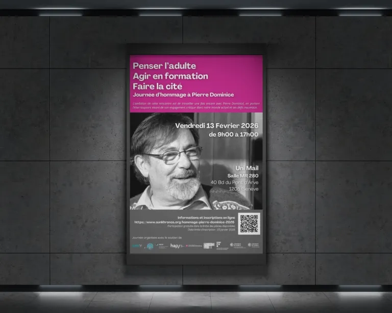 Dr Aneta Słowik prelegentką konferencji naukowej poświęconej pamięci prof. Pierre’a Dominicé (1938–2024) | Aktualności | Uniwersytet Dolnośląski DSW we Wrocławiu: plakat promujący konfernecję